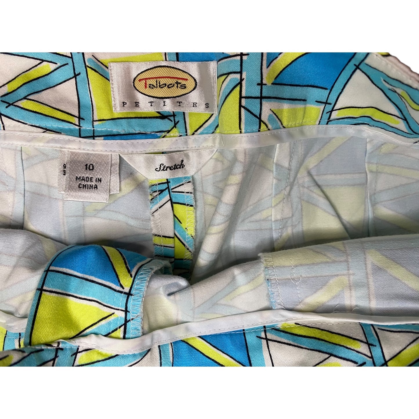 Talbots Blue and Lime Green Graphic Pants