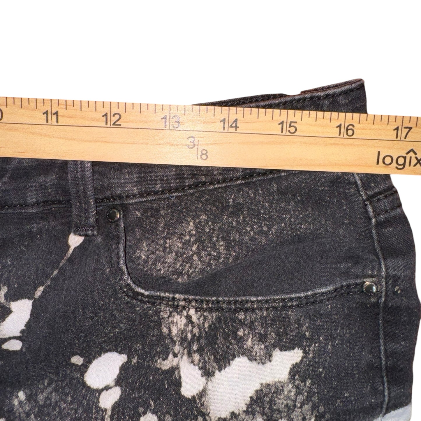 Black Distressed Hand Bleach Skinny Jeans