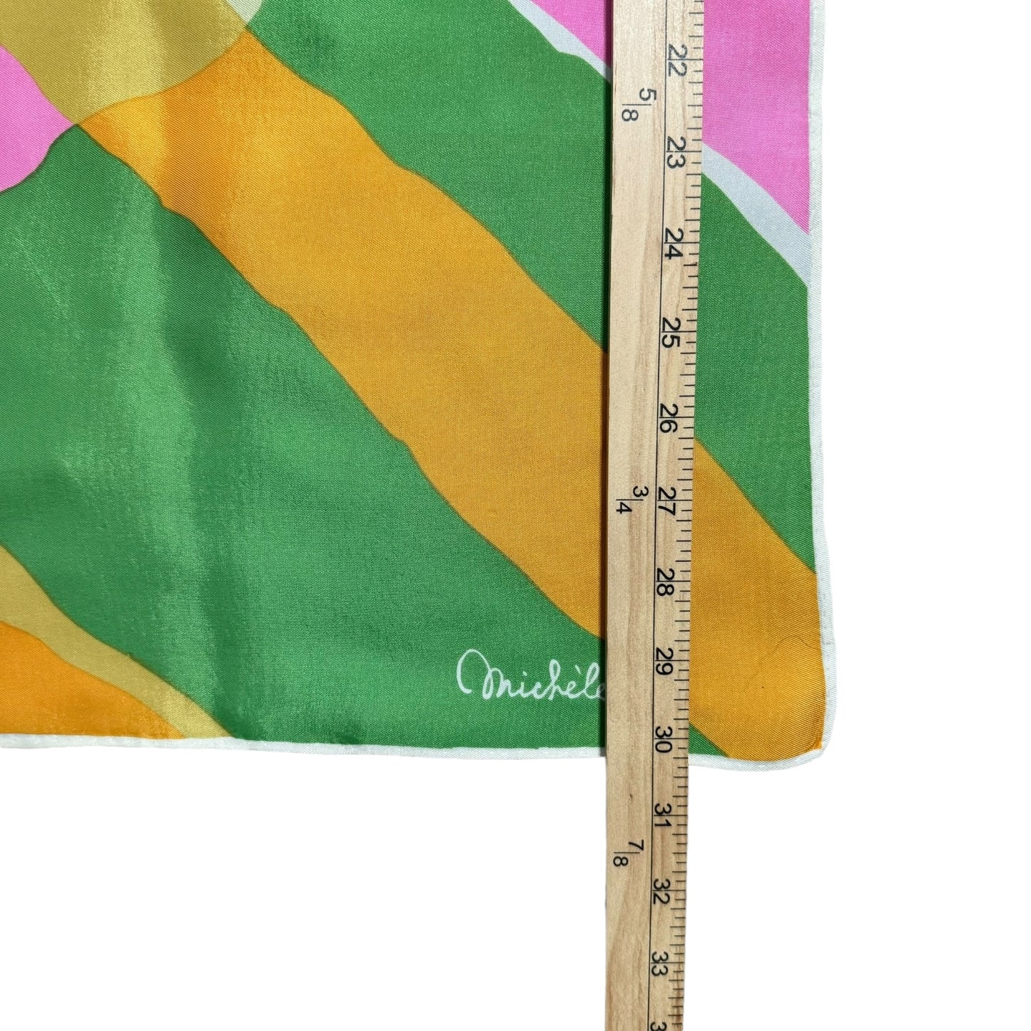 Pink Orange Green Gold Geometric Square Scarf