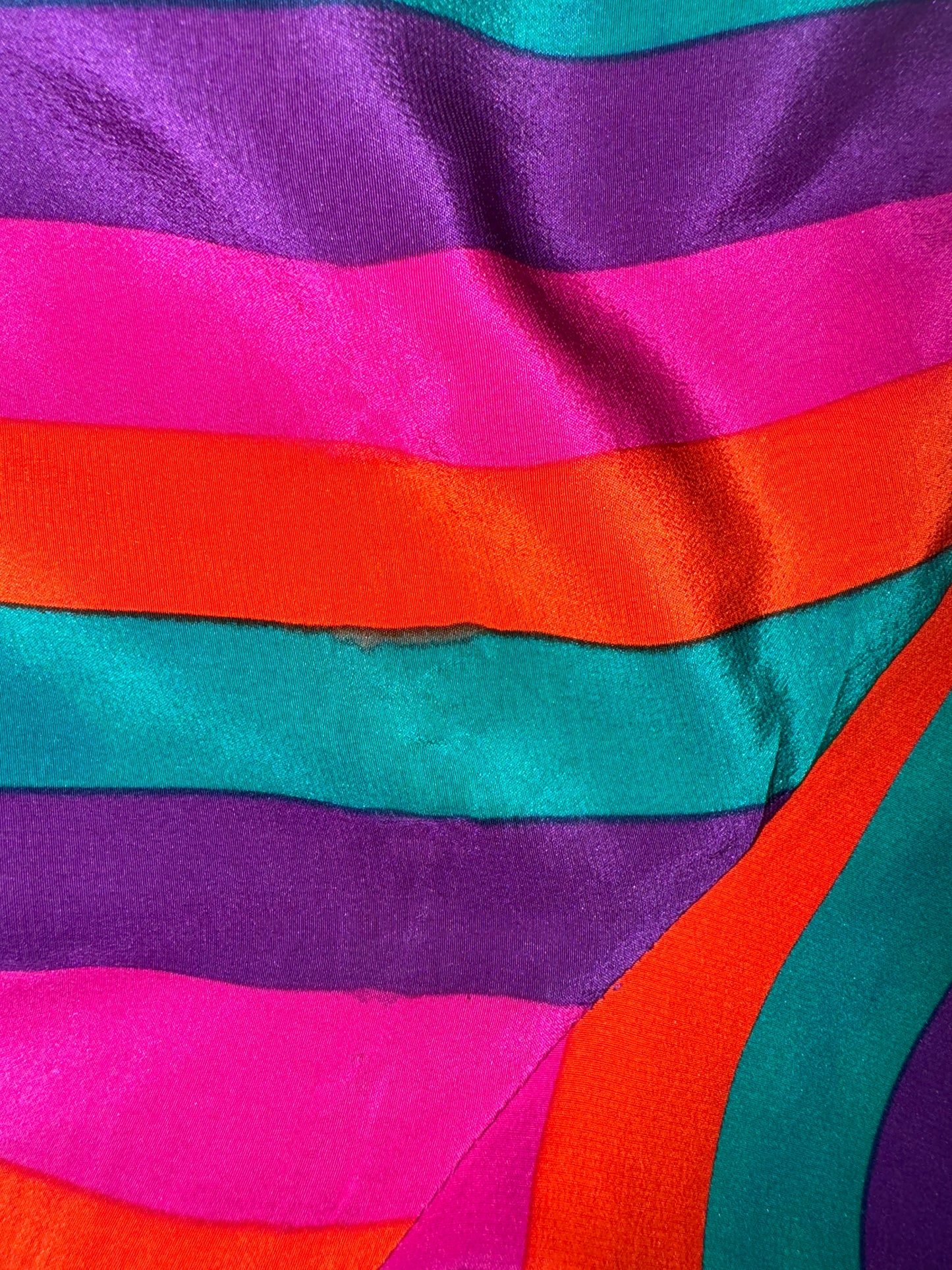 Rainbow Jewel Tone Multicolor Striped Silk Top