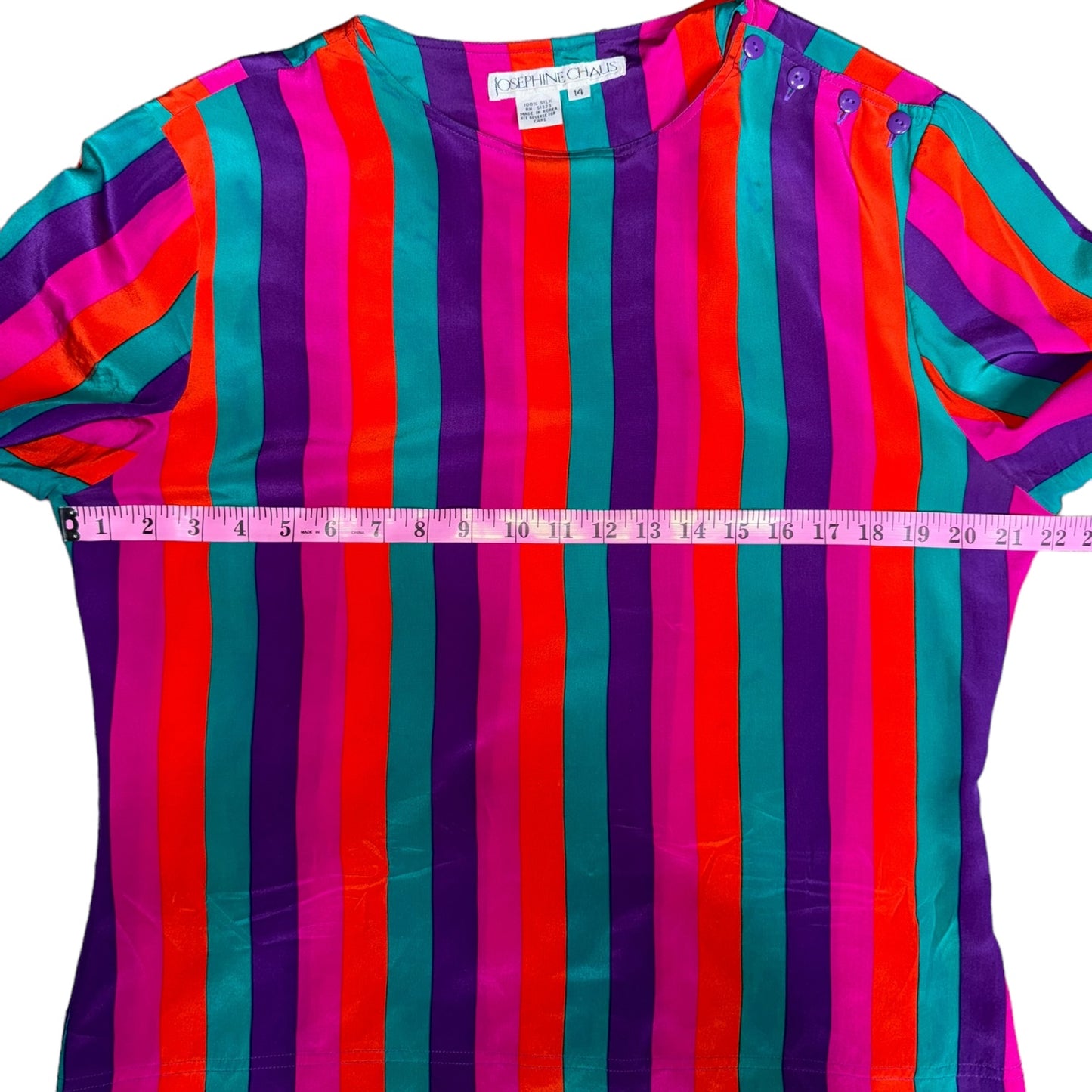 Rainbow Jewel Tone Multicolor Striped Silk Top