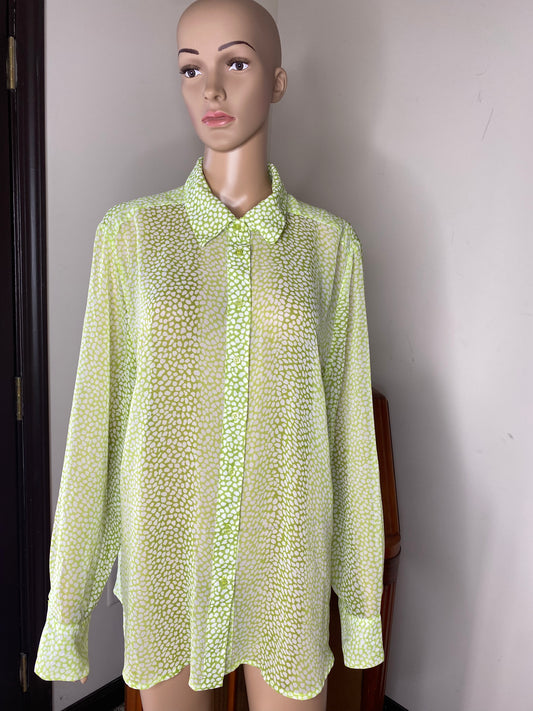 Green Pebble Print Long Sleeves