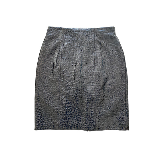 Crocodile Print Leather Caché Skirt