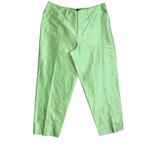 Green Silk Staight Leg Pants