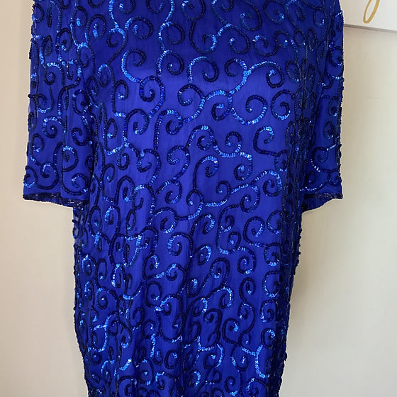 Royal Blue Sequins Swirl Top