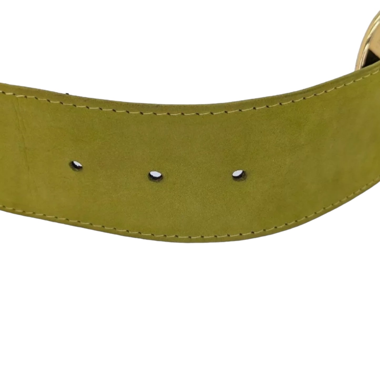 Escada Green Suede Belt With Gold Ring Buckle Accents