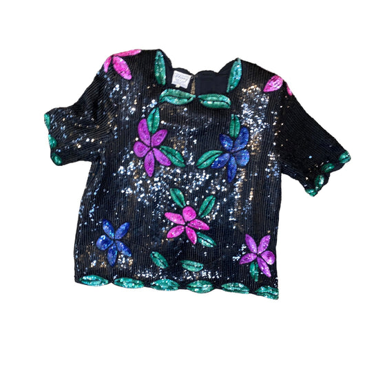 Vintage Floral Motif Stenay Sequin Top