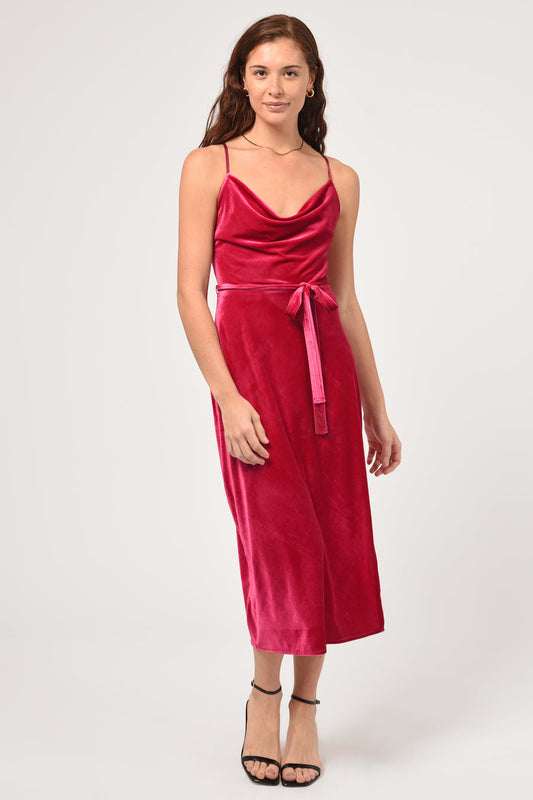 Zana Velvet Cowl Neck Slip Dress.