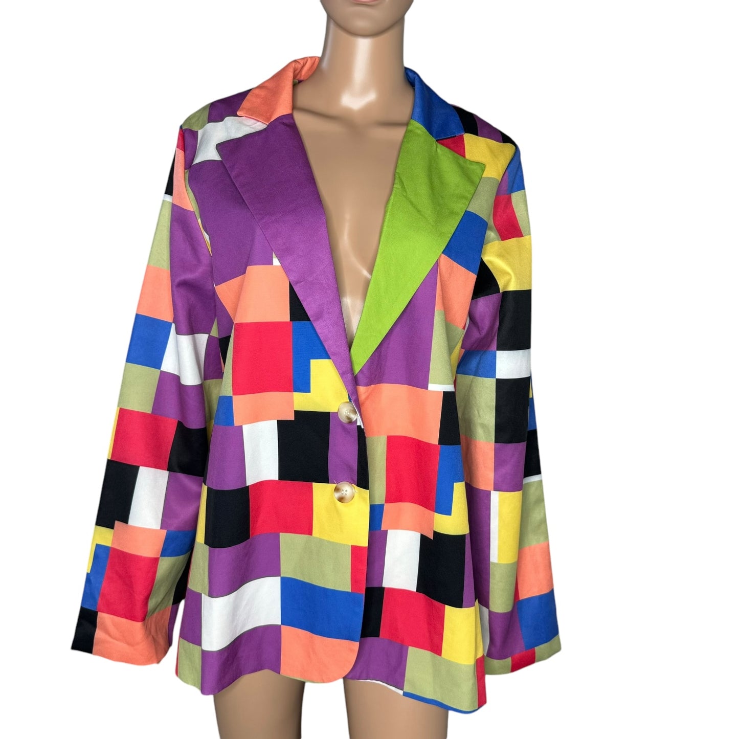 Multicolor Square Block Blazer