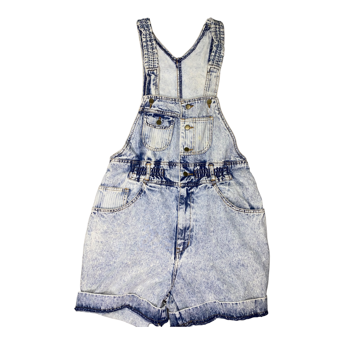 Vintage G.Pellini High Waisted Acid Wash Denim Short Overalls