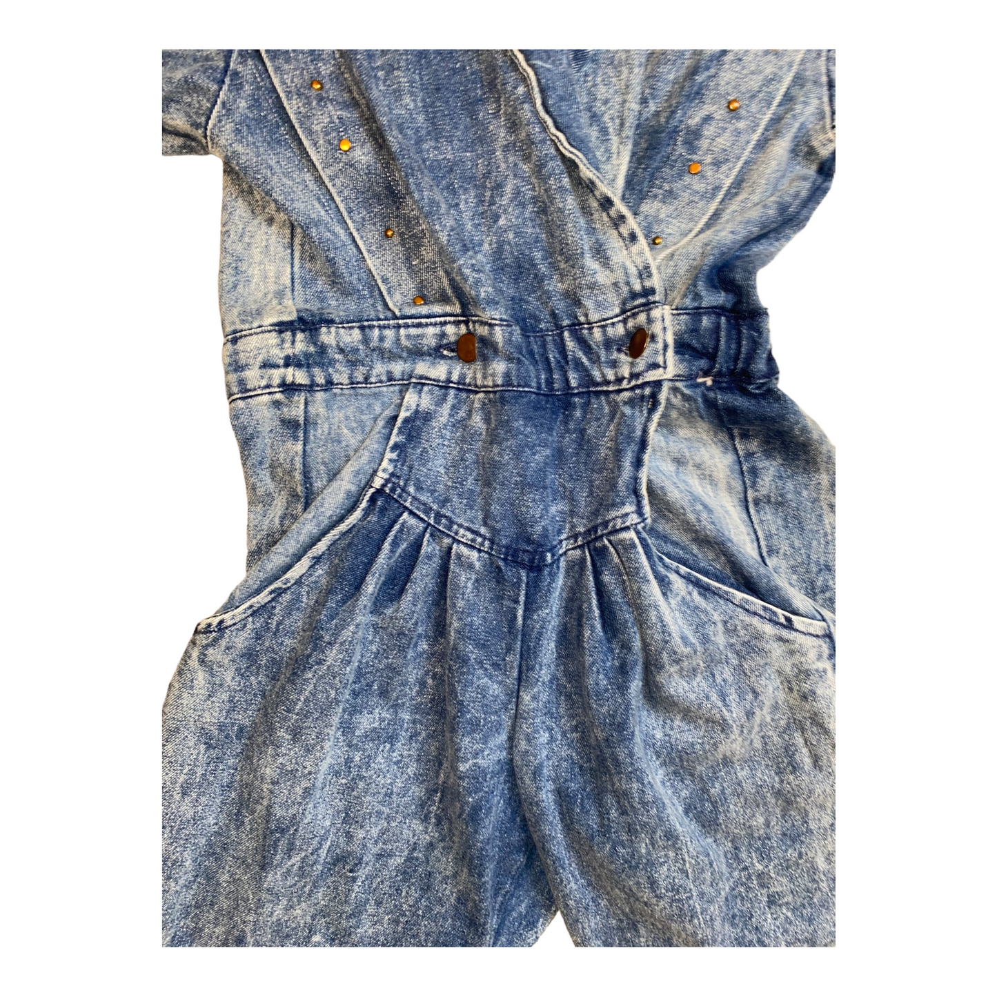 Acid Wash Lightweight Denim Blue Jean Vintage Jumpsuit