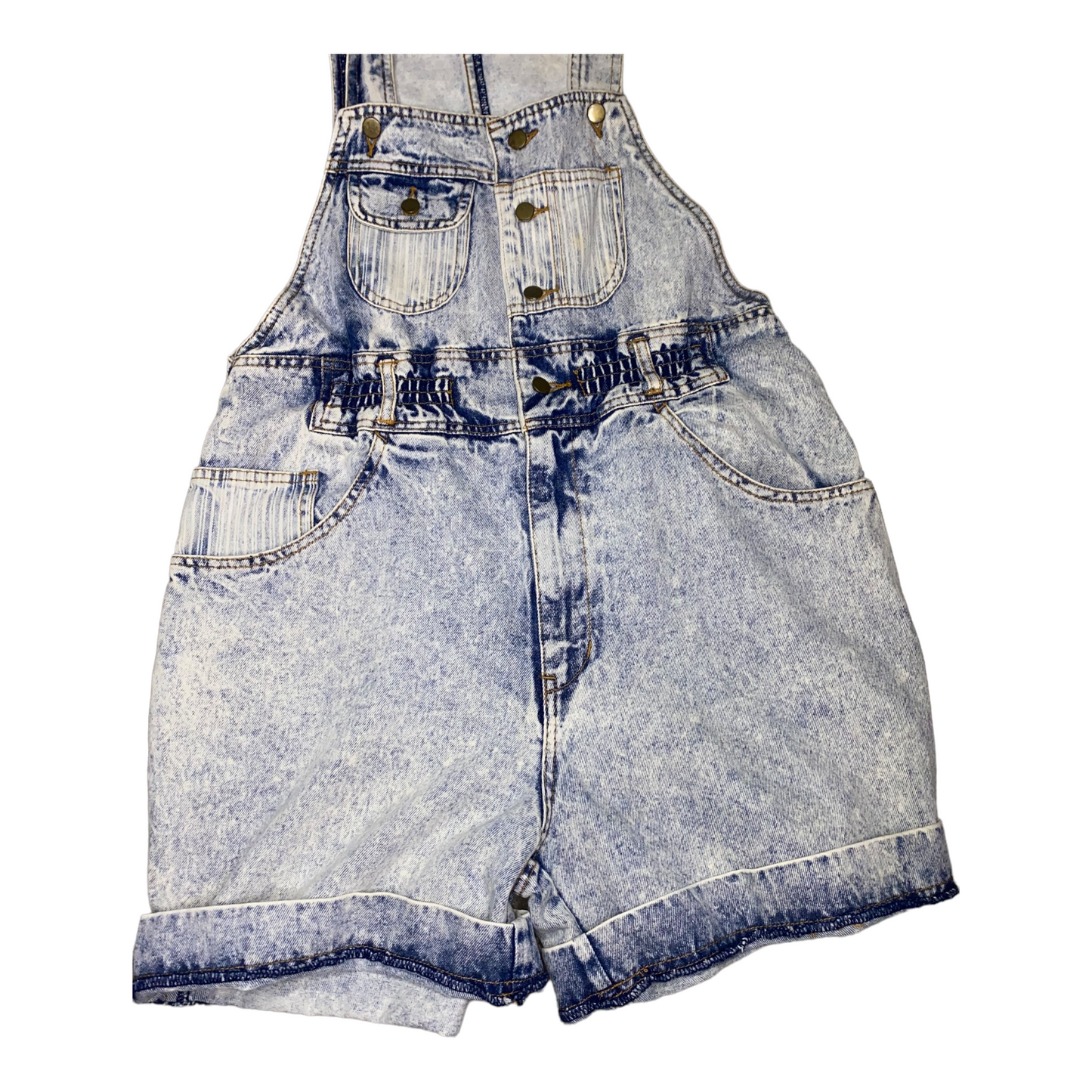 Vintage G.Pellini High Waisted Acid Wash Denim Short Overalls