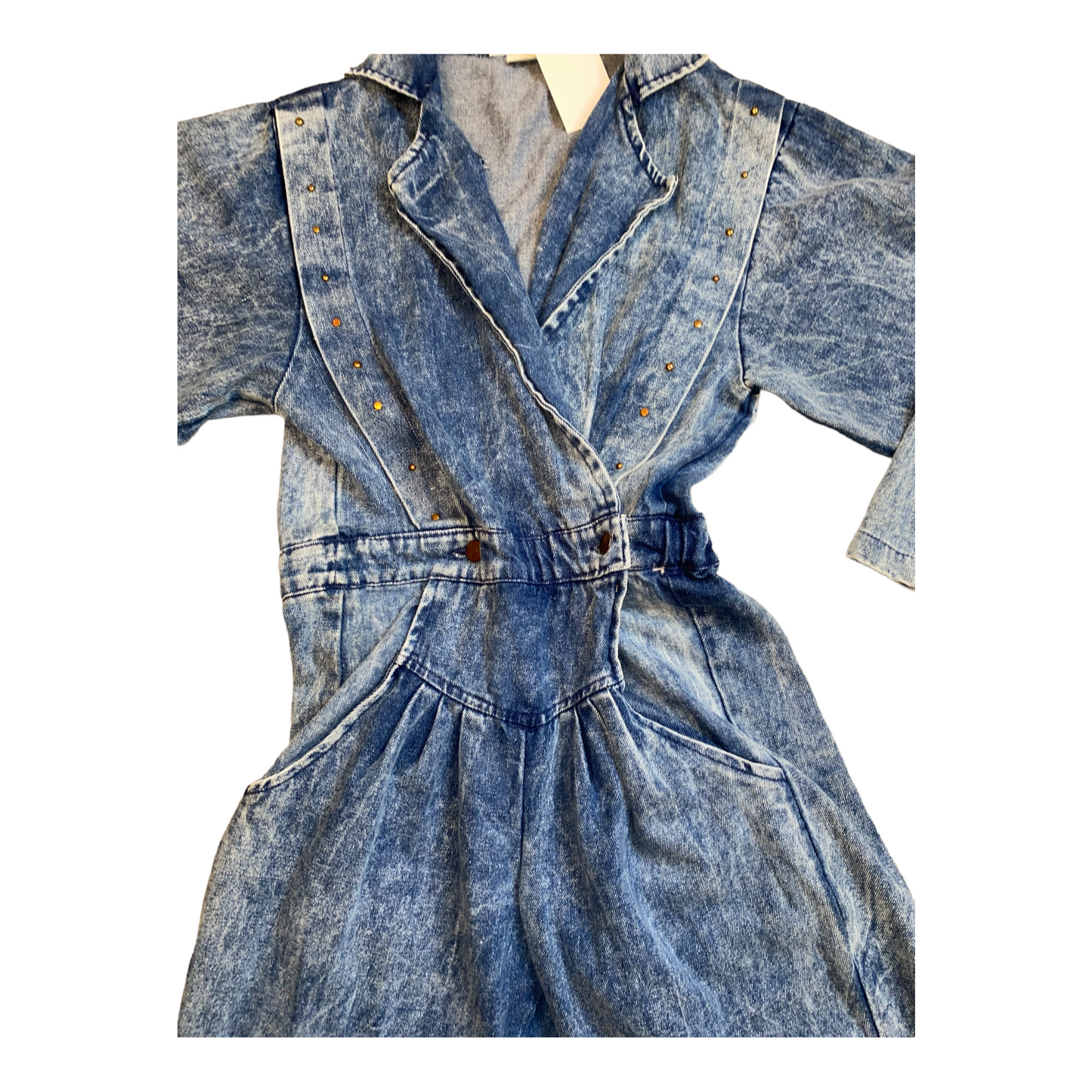 Acid Wash Lightweight Denim Blue Jean Vintage Jumpsuit